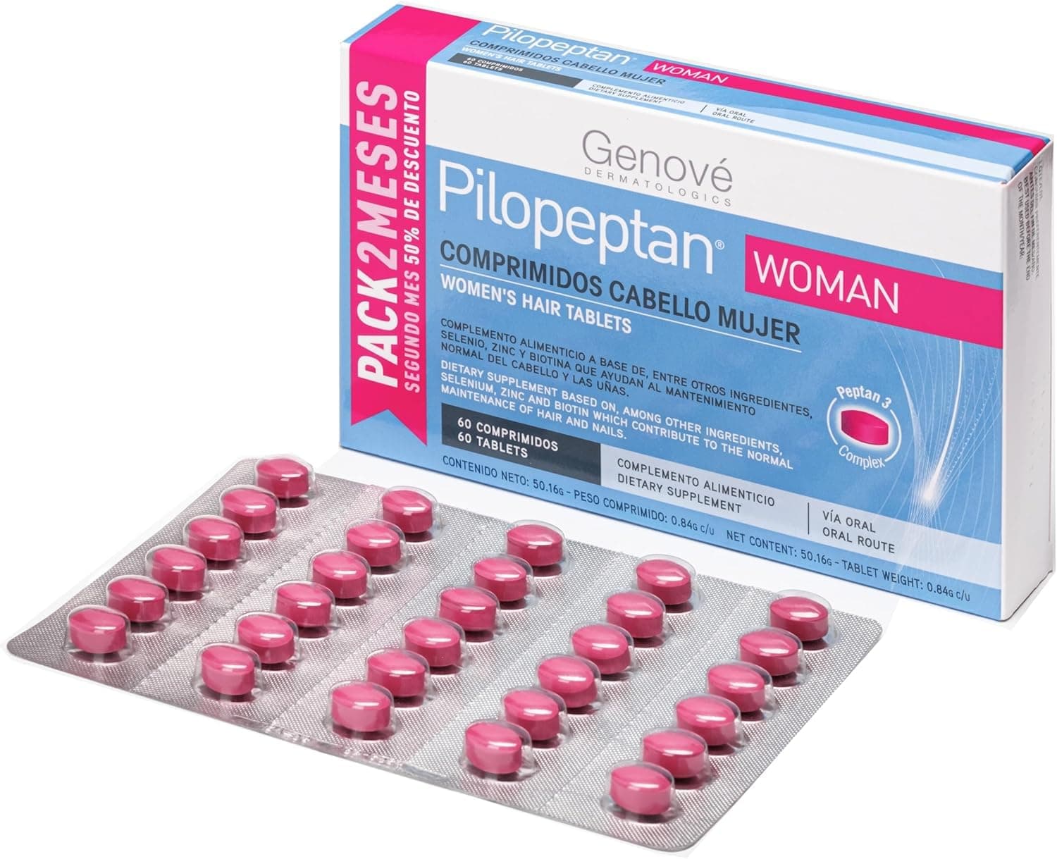 Genove Pilopeptan Woman Hair & Nail Tablets, 60 Count product image